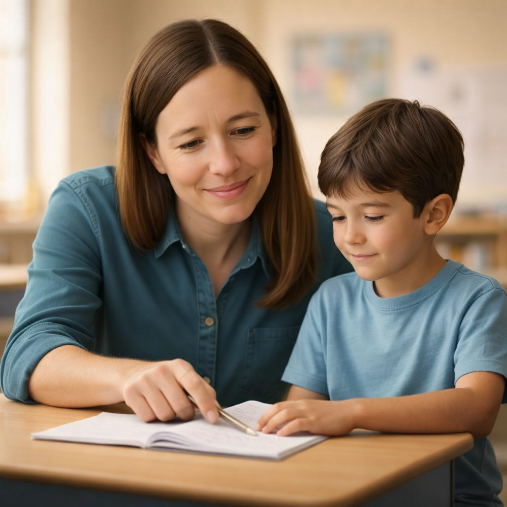 Benne Hart guiding a child
